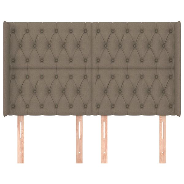 vidaXL Cabeceira cama abas tecido 147x16x118/128 cm cinza-acastanhado