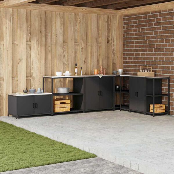 vidaXL Armazenamento de Cozinha Preto 60 x 50 x 92 cm A&ccedil;o