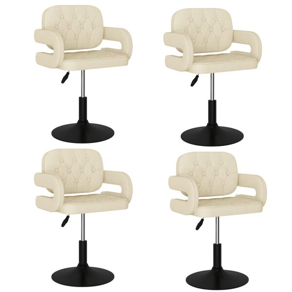 vidaXL Cadeiras de jantar girat&oacute;rias 4 pcs tecido cor creme