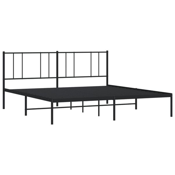 vidaXL Estrutura de cama em metal com cabeceira 180x200 cm preto