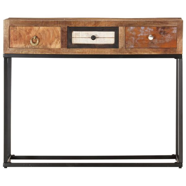 vidaXL Mesa consola 90x30x75 cm madeira recuperada maci&ccedil;a dourado