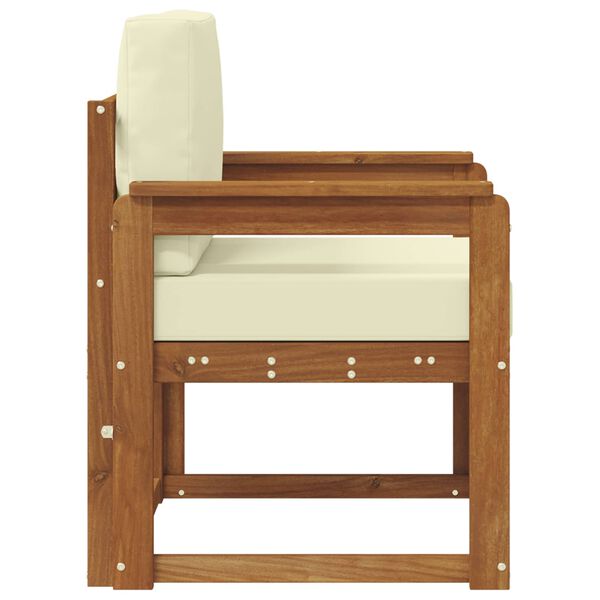 vidaXL Sof&aacute; exterior Madeira de Ac&aacute;cia maci&ccedil;a e Poli&eacute;ster Natural