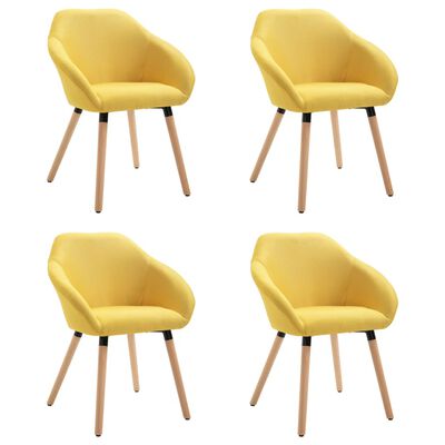 vidaXL Cadeiras de jantar 4 pcs tecido amarelo