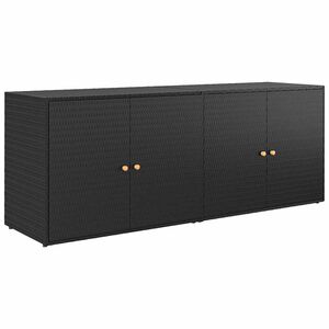 vidaXL Arm&aacute;rio de jardim preto 198x55,5x80 cm vime sint&eacute;tico
