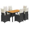 vidaXL 7 pcs conjunto de bistr&ocirc; p/ jardim c/ almofad&otilde;es vime PE preto