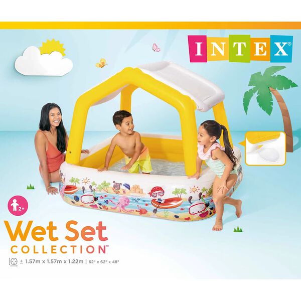 Intex Piscina com para-sol insuflável 157x157x122 cm