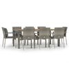 vidaXL 9 pcs conjunto de jantar p/ jardim c/ almofad&otilde;es vime PE cinza