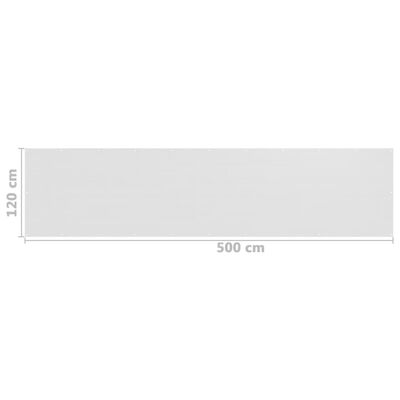 vidaXL Tela de varanda 120x500 cm PEAD branco