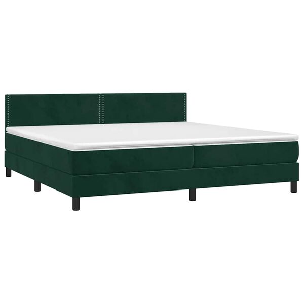 vidaXL Cama com molas/colch&atilde;o 200x200 cm veludo verde-escuro