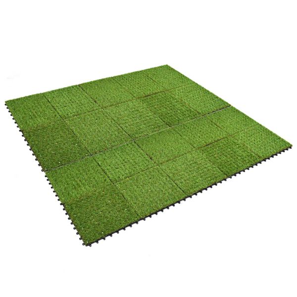 vidaXL Ladrilhos de relva artificial 20 pcs 30x30 cm verde