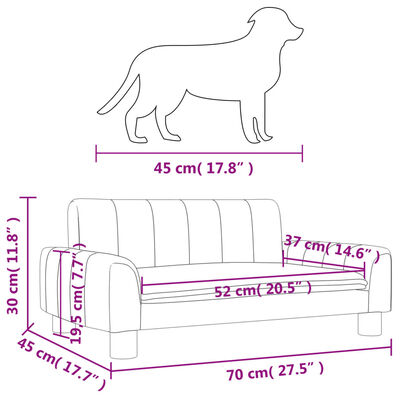vidaXL Cama para cães 70x45x30 cm tecido cinzento-acastanhado