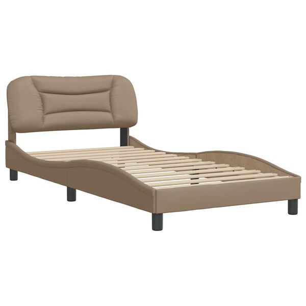 vidaXL Estrutura de cama sem colch&atilde;o Hvar 100x200 cm couro artificial cappuccino