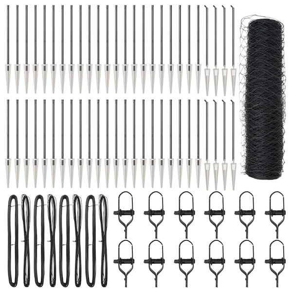 vidaXL Poste de Cerca Cinzeto 100 x 0,6 m (malha de 36 mm) A&ccedil;o e PVC