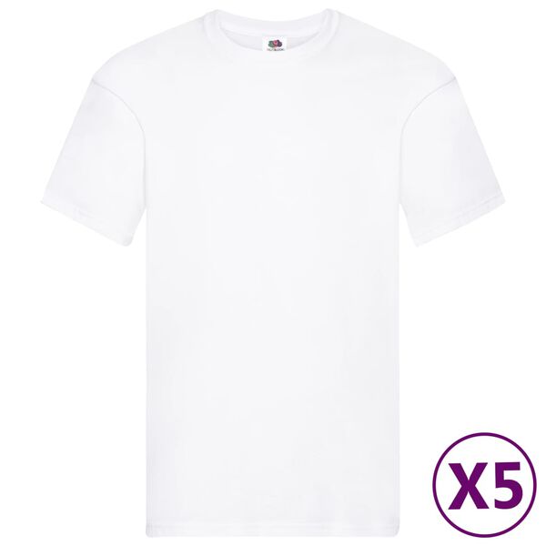 Fruit of the Loom T-shirts originais 5 pcs algodão 3XL branco