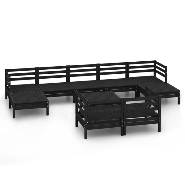 vidaXL 10 pcs conjunto lounge de jardim pinho maci&ccedil;o preto