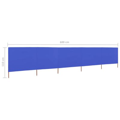 vidaXL Para-vento com 5 painéis em tecido 600x80 cm azul-ciano