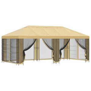 vidaXL Gazebo de Jardim com Laterais 6 x 3 m Creme Poli&eacute;ster e A&ccedil;o
