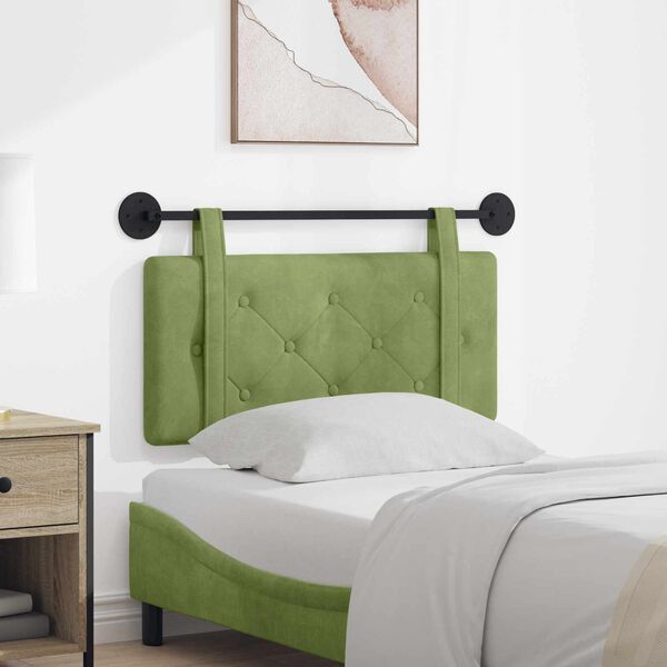 vidaXL Cabeceira Suspensa Verde Claro 100 x 55 x 5 cm Veludo