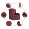 vidaXL Poltrona massagens reclin. el&eacute;trica couro artif. vermelho-tinto