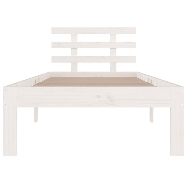 vidaXL Estrutura cama pequena solteiro 75x190 cm madeira maci&ccedil;a branco
