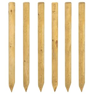 vidaXL Postes de Cerca 6 unid. Castanho 150 cm Madeira de Pinho Maci&ccedil;a