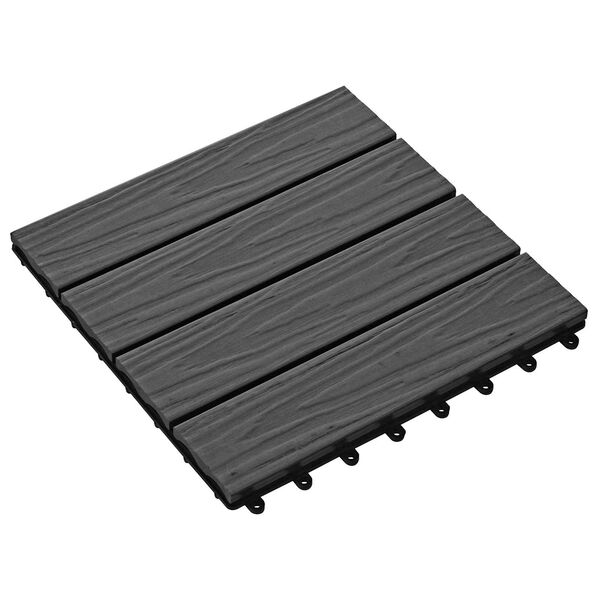 vidaXL Telha de Deck Design 3D 11 pcs Preto 30 x 30 cm WPC