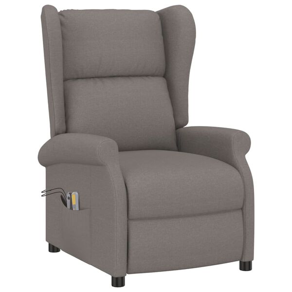 vidaXL Poltrona de massagens el&eacute;trica tecido cinza-acastanhado