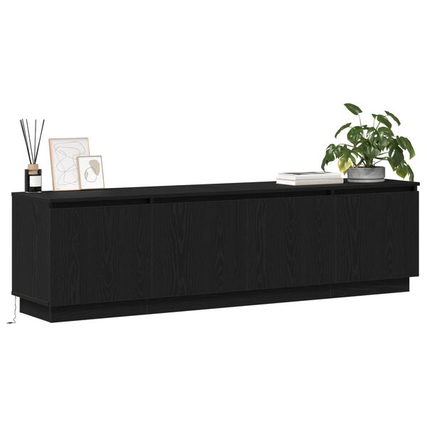 vidaXL M&oacute;vel de TV com LED Carvalho preto 180 x 38 x 49 cm