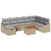 vidaXL Conjunto de Sof&aacute; de Jardim 9 unid. Bege vime PE