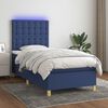 vidaXL Cama box spring c/ colch&atilde;o e LED 100x200 cm tecido azul