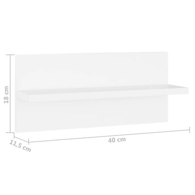 vidaXL Estantes de parede 2 pcs 40x11,5x18 cm contraplacado branco