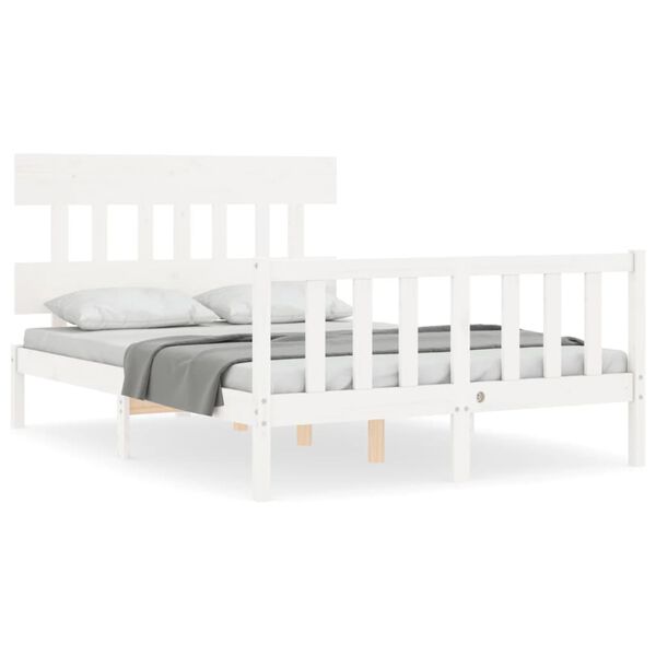 vidaXL Cama sem colchão 140x190 cm madeira de pinho maciça branco