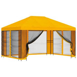 vidaXL Gazebo de Jardim com Laterais 4 &times; 3 m Amarelo Poli&eacute;ster e A&ccedil;o