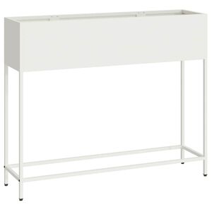 vidaXL Vaso Elevado para Jardim Branco 100 x 26 x 82 cm A&ccedil;o