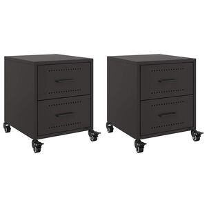 vidaXL Mesas de cabeceira 2 pcs 36x39x43,5 cm a&ccedil;o preto