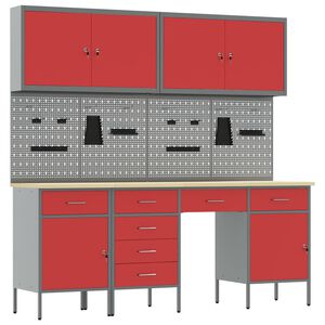 vidaXL Arm&aacute;rio de Trabalho com gaveta com bloqueio 10 unid. Vermelho