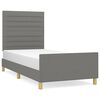vidaXL Estrutura de cama sem colch&atilde;o 90x200 cm tecido cinzento-escuro