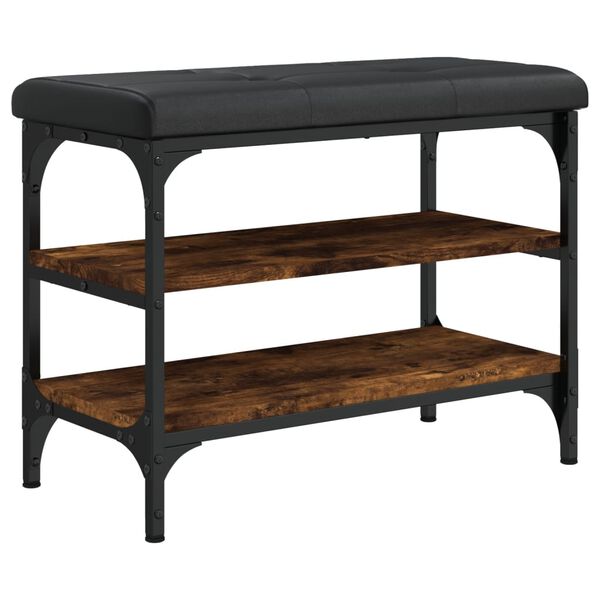 vidaXL Banco sapateira 62x32x47 cm derivados madeira carvalho fumado