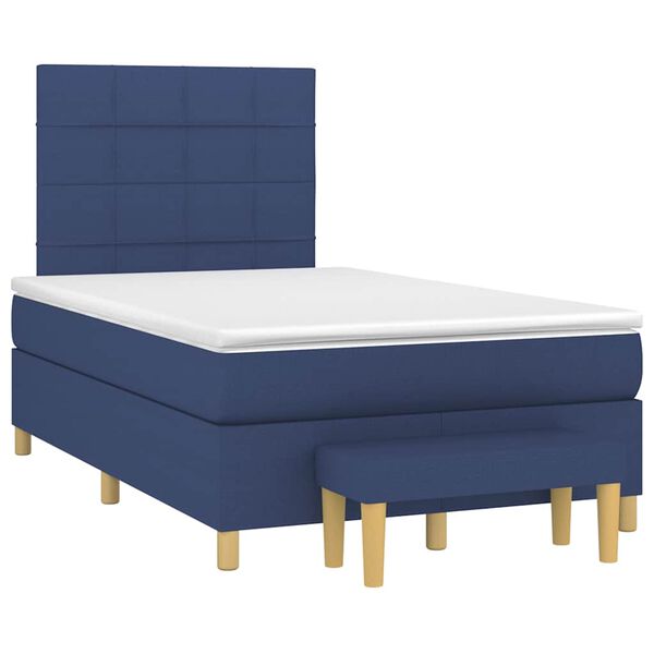 vidaXL Cama boxspring com colch&atilde;o 120x190 cm tecido azul