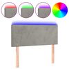 vidaXL Cabeceira de cama c/luzes LED veludo 100x5x78/88 cm cinza-claro