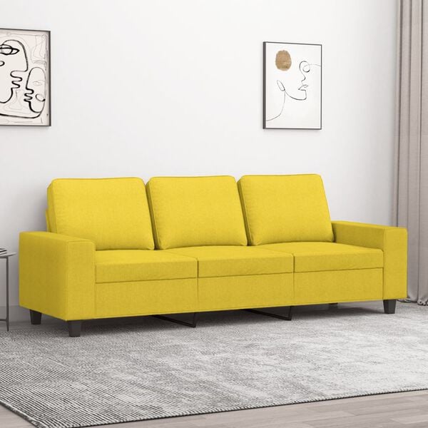 vidaXL Sof&aacute; de 3 lugares 180 cm tecido amarelo-claro