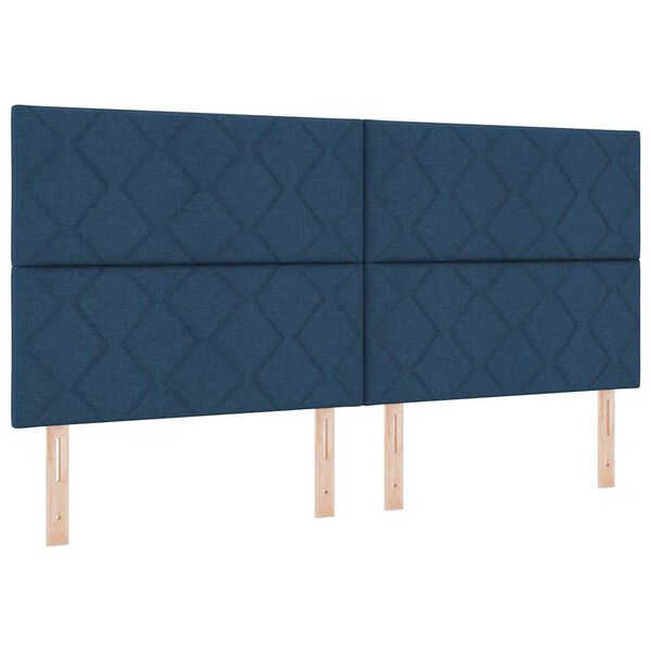 vidaXL Cama Box com colch&atilde;o com led Azul 200 x 200 cm tecido