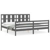 vidaXL Estrutura de cama com cabeceira 200x200 cm madeira maci&ccedil;a cinza
