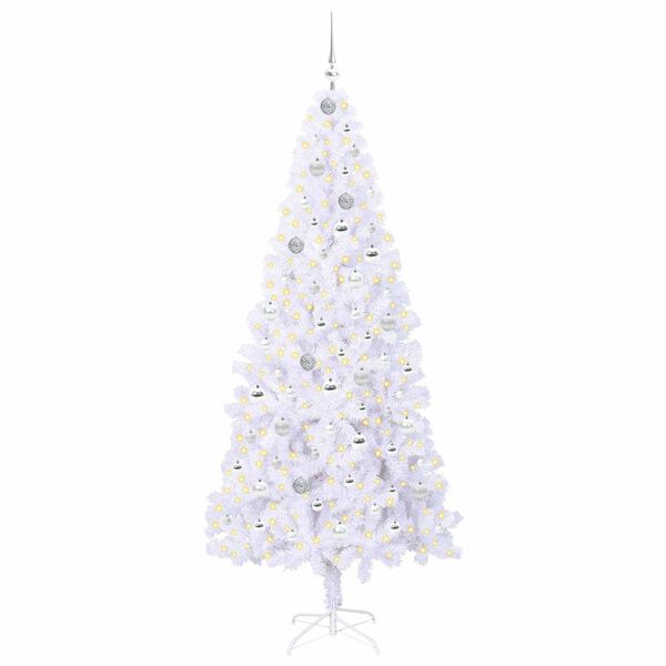 vidaXL &Aacute;rvore de Natal Artificial com 300 LEDs Branco 210 cm PVC e A&ccedil;o