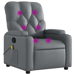 vidaXL Poltrona de massagem reclin&aacute;vel em couro sint&eacute;tico cinza