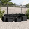vidaXL 7 pcs conjunto de sof&aacute;s p/ jardim c/ almofad&otilde;es vime PE preto