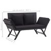 vidaXL Banco de jardim c/ almofadões 176 cm vime PE preto