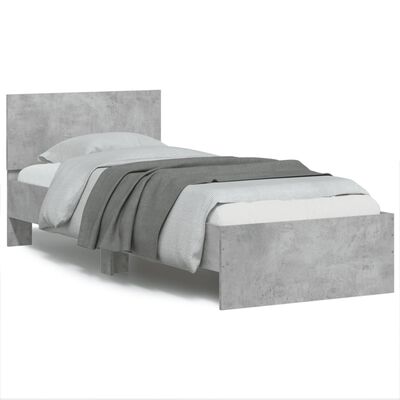 vidaXL Estrutura de cama c/ cabeceira derivados madeira cinza-cimento