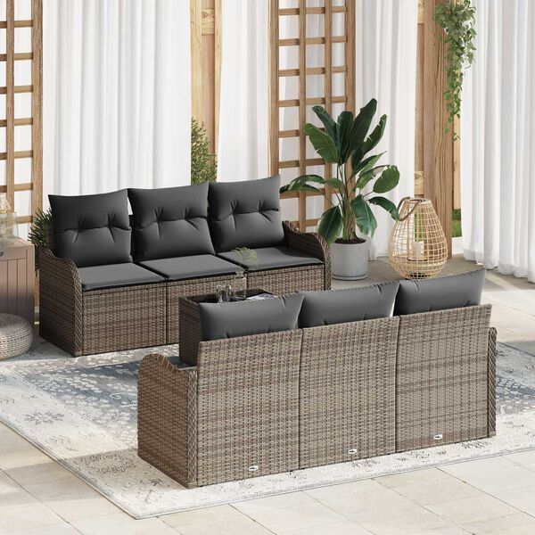 vidaXL Conjunto de Sof&aacute; de Jardim Cinzeto 55 x 55 x 37 cm vime PE