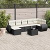 vidaXL 7 pcs conjunto de sof&aacute;s p/ jardim c/ almofad&otilde;es vime PE preto
